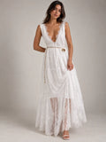 Lace V-Neck Sleeveless Maxi Dress