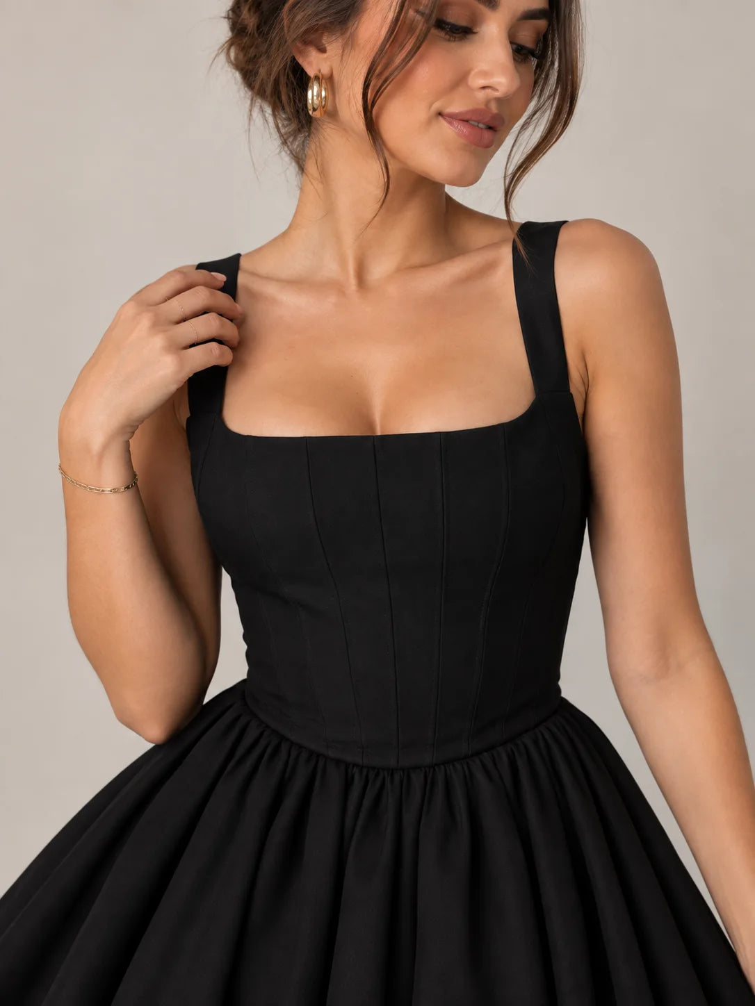 Square Neck A-Line Midi Dress