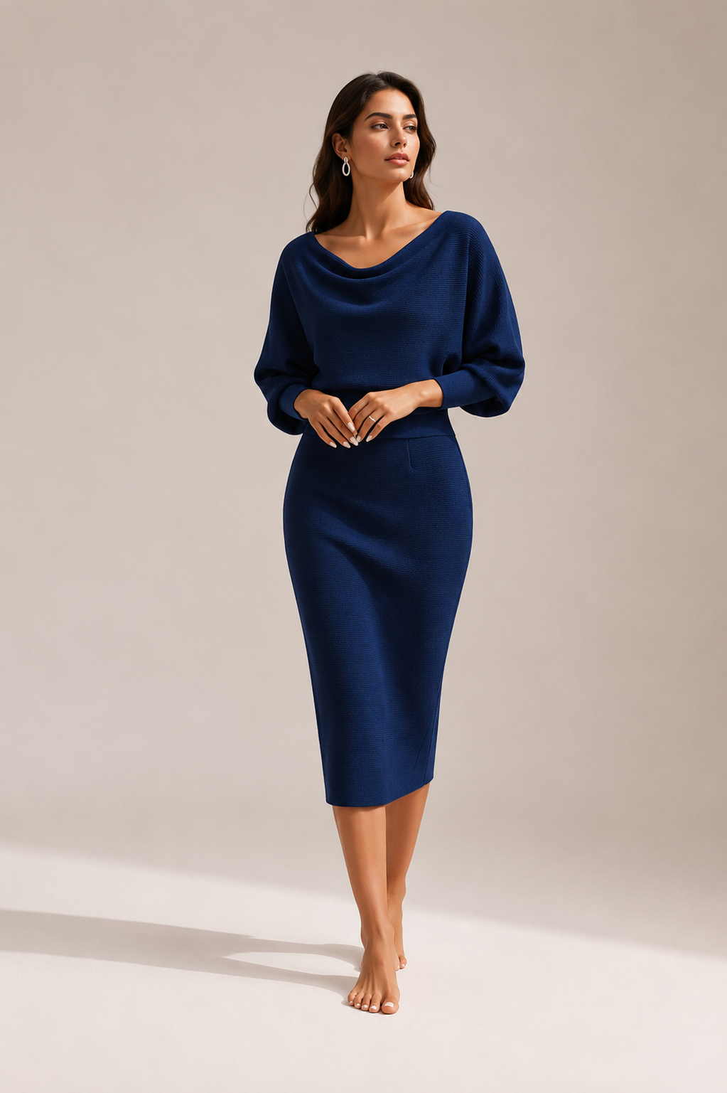 Cowl Neck Knit Bodycon Dress