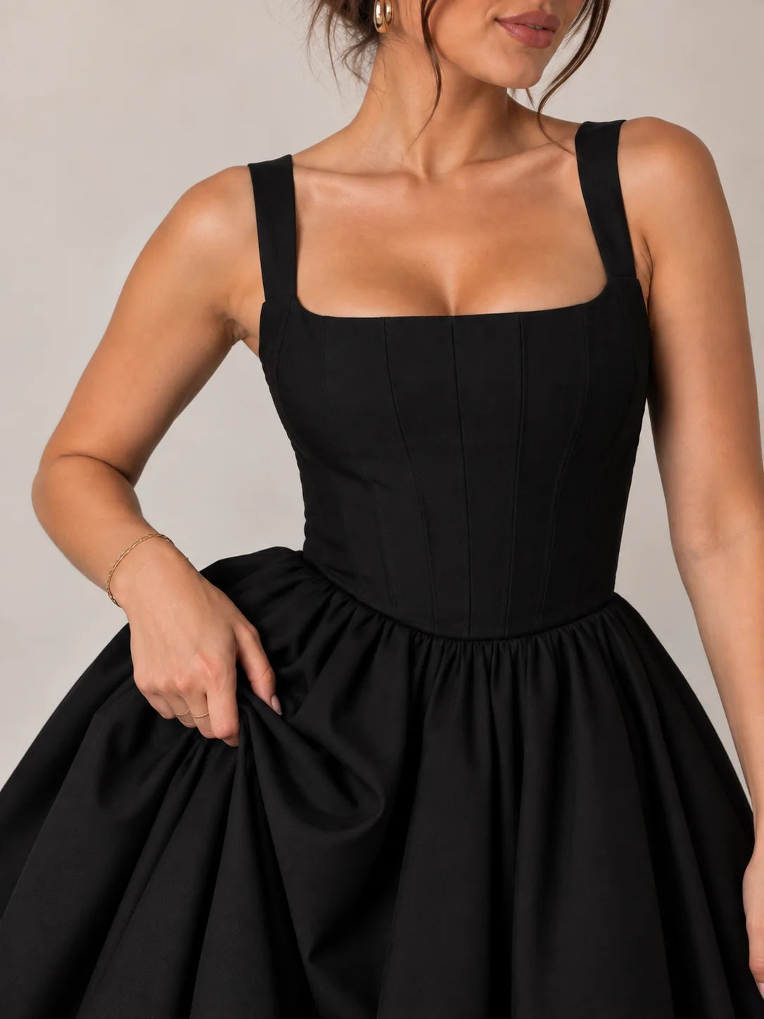 Square Neck A-Line Midi Dress